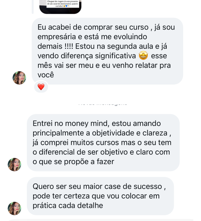 Depoimento de aluna do Money Mind